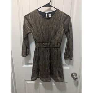 Gap Kids Girls' Gold Metallic Lurex Knit Dress Size M Lined